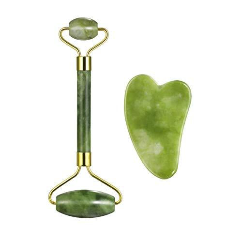 Jade Facial Massage Roller Set + Gua Sha